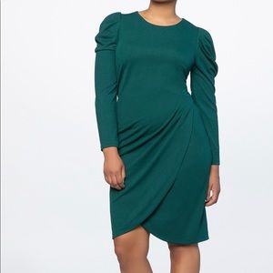 Crew neck dress with draped front